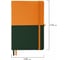 Блокнот BRAUBERG А5, 148x218мм, DUO, под кожу, с резинкой, 80л, клетка, оранжевый/зеленый 113435 2