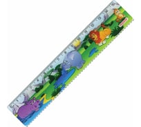 Линейка ПИФАГОР Сафари пластик 15 см, цветная печать, с волнистым краем, европодвес 210632