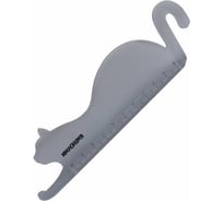 Линейка ЮНЛАНДИЯ КОШКА пластик 10 см, фигурная, тонированная прозрачная, европодвес 210730