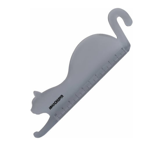 Линейка ЮНЛАНДИЯ КОШКА пластик 10 см, фигурная, тонированная прозрачная, европодвес 210730 1