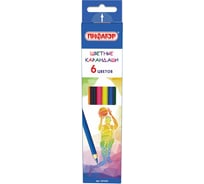 Цветные карандаши ПИФАГОР БЫСТРЕЕ! ВЫШЕ! СИЛЬНЕЕ! 6 цветов, классические заточенные 181355