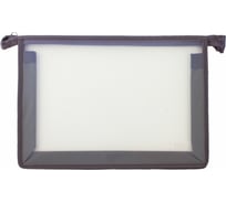 Папка для тетрадей ПИФАГОР А4 пластик, молния сверху, прозрачная, серая 228210