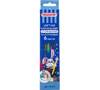 Цветные карандаши ПИФАГОР стираемые с резинкой МАГИЯ, 6 цветов, пластиковые 181573