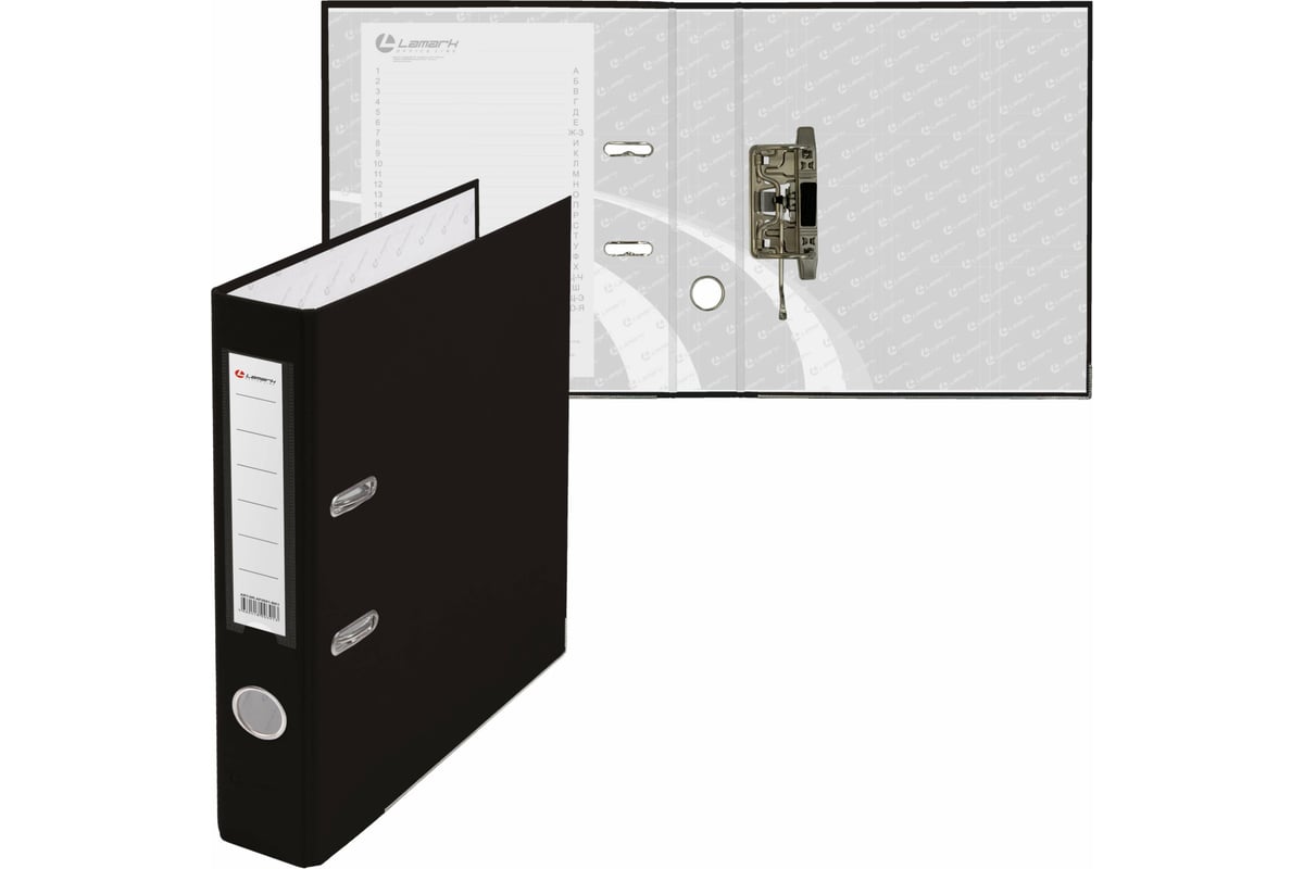 Папка-регистратор Lamark PP, 50 мм, черный, метал. окантовка, карман,  собранная, 42 шт AF0601-BK1
