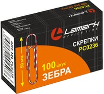 Скрепки Lamark 50 мм/100 шт, с виниловым покрытием, зебра, 10 шт PC0236