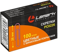 Скрепки Lamark 28 мм/100 шт, с виниловым покрытием, цветные, 10 шт PC0226