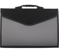 Портфель Lamark 13 отделений, замок, укрепленная ручка, карман-визитка, черный/серый DC0017-GR