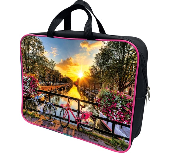 Папка-портфель Lamark Romantic, A4, 1 отделение, на молнии, с ручками, усиленное дно DC0023