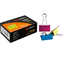 Цветные зажимы для бумаг LAMARK 15 мм НЕОН 12 шт 12 упаковок BC0686