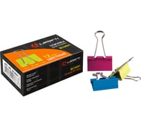 Цветные зажимы для бумаг LAMARK 51 мм НЕОН 12 шт 12 упаковок BC0691