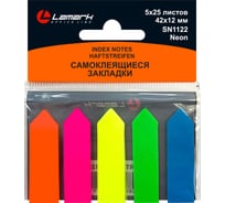 Закладки LAMARK-стрелки 42x12 мм, 5x25 листов, неон, пластиковая упаковка 24 шт SN1122