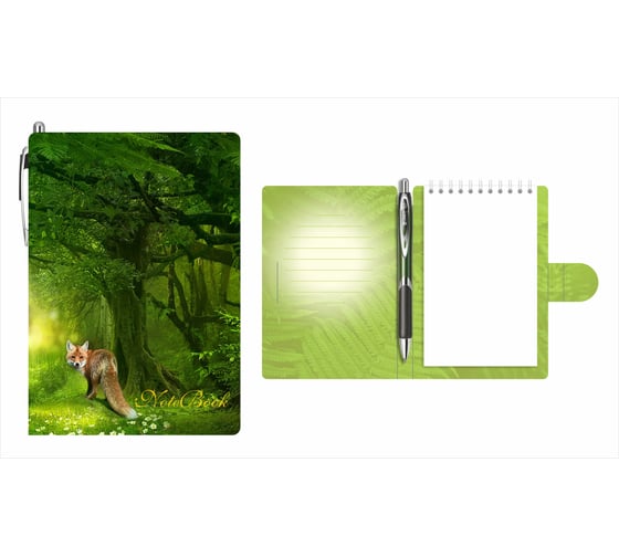 Блокнот с ручкой LAMARK Forest, 105x150 мм, ручка автомат OilGelPen, внутренний блок на спирали NB0110 1