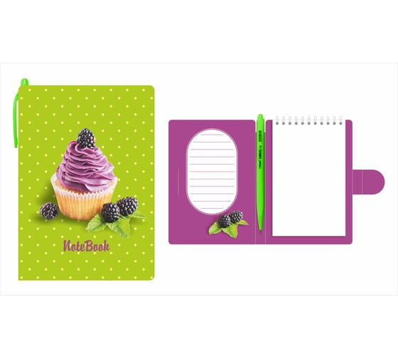 Блокнот с ручкой LAMARK Sweet Blackberry, 105x150 мм, ручка автомат OilPen, внутренний блок на спирали NB0115 1