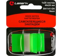 Закладки с липким краем Z-сложения LAMARK 44х24 мм, 20 л. в диспенсере, зеленые, упаковка 48 шт SN1141-GN