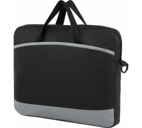 Сумка для документов Staff "Manager" на молнии с карманом, полиэстер, черно-серый, 37x32x5 см 270836
