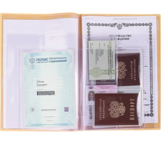 Папка для семейных документов с файлами Staff паспорта, свидетельства, полисы, СНИЛС 237808
