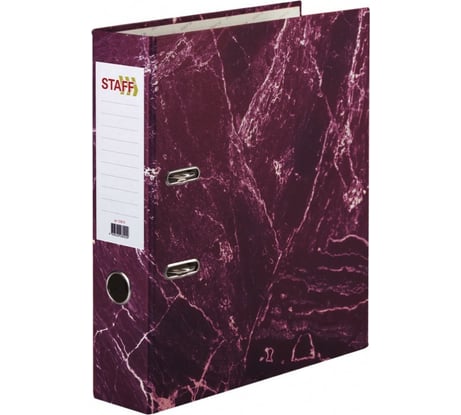 Папка-регистратор Staff "Basic" БЮДЖЕТ с мраморным покрытием, 70 мм, без уголка, красная 229619