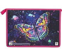 Папка для тетрадей ЮНЛАНДИЯ Colorful А4, 1 отделение, картон/пластик, блестки, на молнии 270859