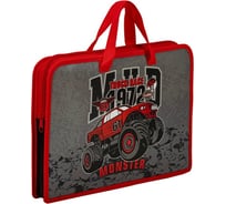 Папка на молнии с ручками ЮНЛАНДИЯ Truck race А4, 1 отделение, пластик, ширина 40 мм 270951