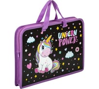 Папка на молнии с ручками ЮНЛАНДИЯ Magic unicorn А4, 1 отделение, пластик, ширина 40 мм 270944