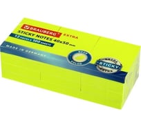 Самоклеящиеся блоки BRAUBERG EXTRA STICKY неоновые, 40x50 мм, комплект 12 шт. по 100 л 112414