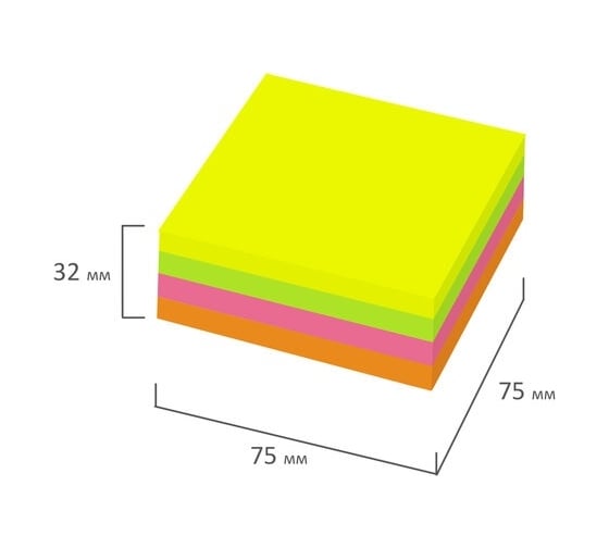Самоклеящийся блок BRAUBERG EXTRA STICKY стикеры, неоновый, 75x75 мм, 320 л, 4 цвета 112422