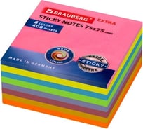 Самоклеящийся блок BRAUBERG EXTRA STICKY стикеры, неоновый, 75x75 мм, 400 л, 8 цветов 112441