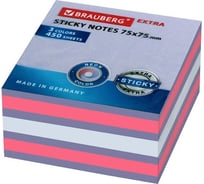 Самоклеящийся блок BRAUBERG EXTRA STICKY стикеры, неоновый, 75x75 мм, 450 л, 3 цвета 112424