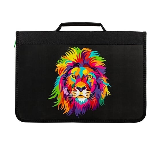 Папка для труда BRAUBERG Colorful lion на молнии, А4, с ручкой, 1 отделение, органайзер 270993 1