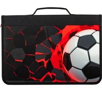 Папка для труда BRAUBERG Black football на молнии, А4, с ручкой, 1 отделение, органайзер 270992