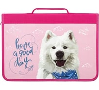Папка для труда BRAUBERG Samoyed на молнии, А4, с ручкой, 1 отделение, картон, органайзер 270989