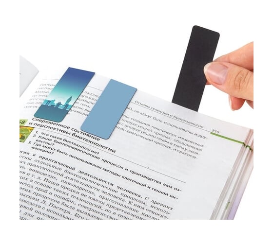 Магнитные закладки для книг BRAUBERG MIX 3, набор 30 шт, 60x20 мм 113179
