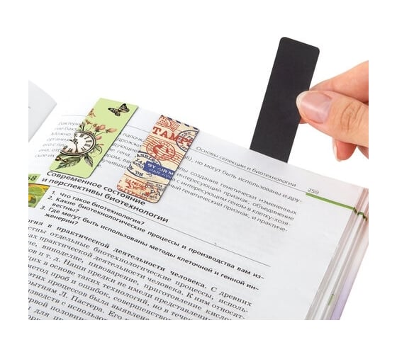 Магнитные закладки для книг BRAUBERG MIX 2 набор 30 шт, 60x20 мм 113178
