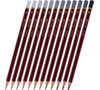 Чернографитные художественные карандаши BRAUBERG ART PREMIERE 4H-8B, набор 12 шт, в пенале 181895