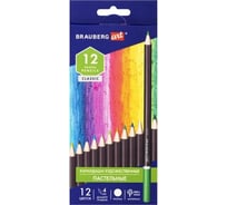 Художественные цветные пастельные карандаши BRAUBERG ART CLASSIC 12 цветов, грифель 4 мм 181535