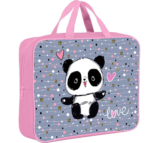 Папка BRAUBERG Funny panda на молнии, с ручками, А4, 1 отделение, полиэстер, 80 мм 271127