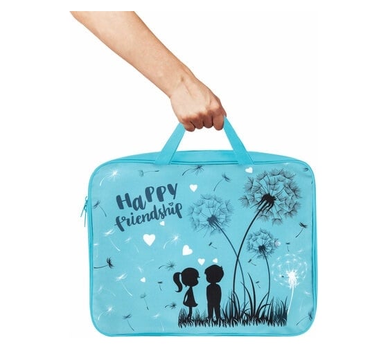 Папка BRAUBERG Happy friendship на молнии, с ручками, А4, 1 отделение, полиэстер, ширина 80 мм 270958