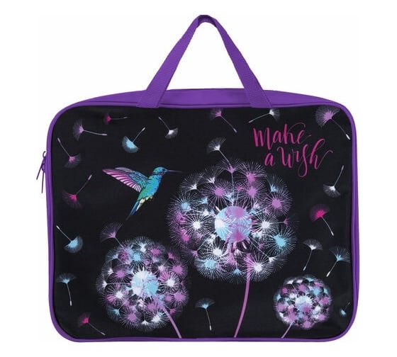 Папка BRAUBERG Make a wish на молнии, с ручками, А4, 1 отделение, полиэстер, ширина 80 мм 270961