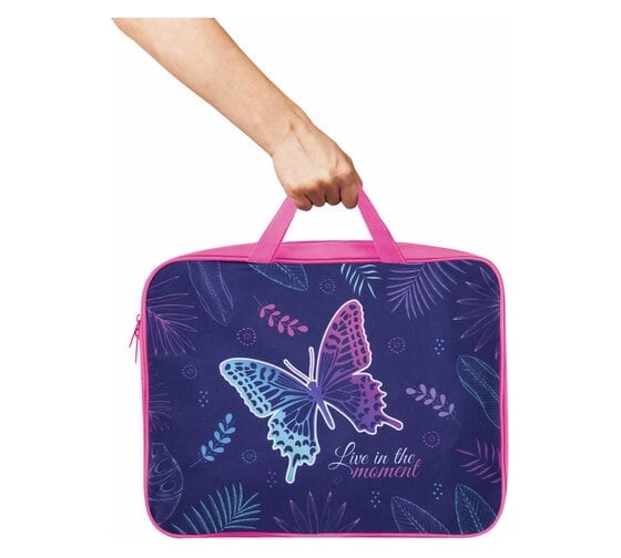 Папка BRAUBERG Beautiful butterfly на молнии, с ручками, А4, 1 отделение, полиэстер, ширина 80 мм 271128