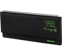 Датированный планинг BRAUBERG Chameleon 2023 305x140 мм, под кожу, черный/зеленый 114000