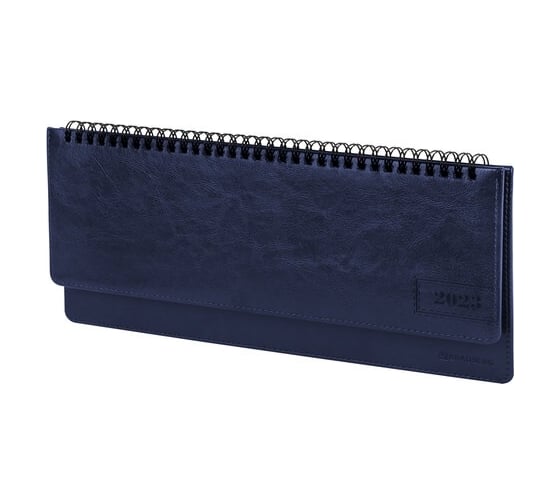 Датированный планинг BRAUBERG Imperial 2023 305x140 мм, под кожу, синий 113993