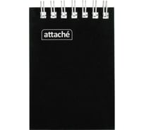 Блокнот Attache на спирали А7 60 листов, черный, плотность блока 60 г/кв м, плотность обложки 215 г/кв м 1441836