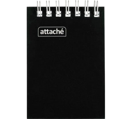 Блокнот Attache на спирали А7 60 листов, черный, плотность блока 60 г/кв м, плотность обложки 215 г/кв м 1441836