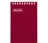Блокнот Attache на спирали А6 60 листов, бордо, плотность блока 60 г/кв м, плотность обложки 215 г/кв м 1441829