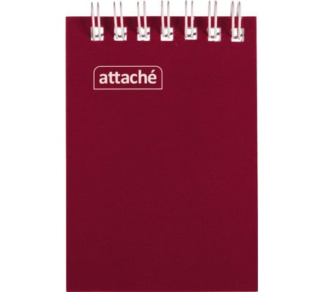Блокнот Attache на спирали А7 60 листов, бордо, плотность блока 60 г/кв м, плотность обложки 215 г/кв м 1441830