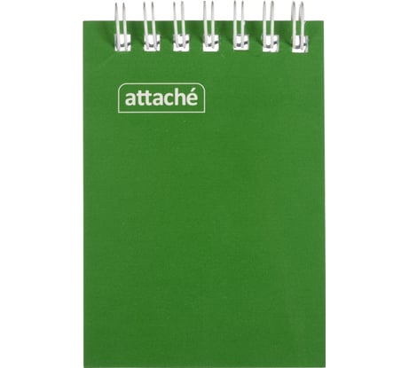 Блокнот Attache на спирали А7 60 листов, темно-зеленый, плотность блока 60 г/кв м, плотность обложки 215 г/кв м 1441824