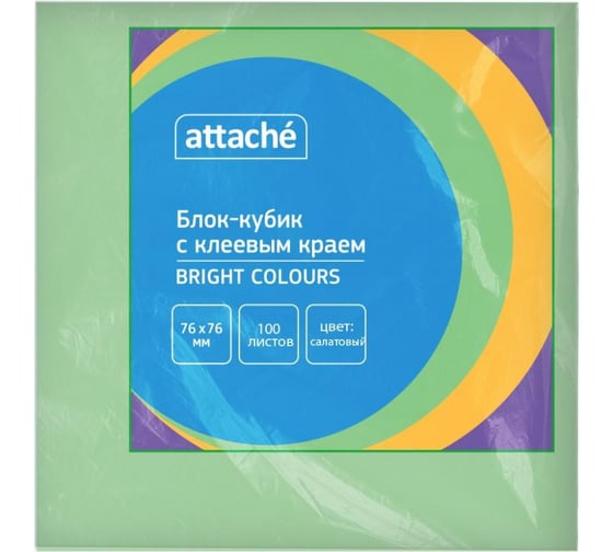 Стикеры Attache Bright colours с клеевым краем 76x76 мм салатовый 100 листов 1495408