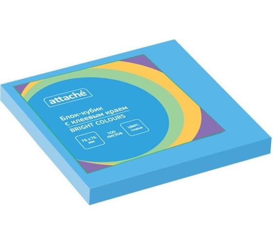 Стикеры Attache Bright colours с клеевым краем 76x76 мм голубой 100 листов 1495410