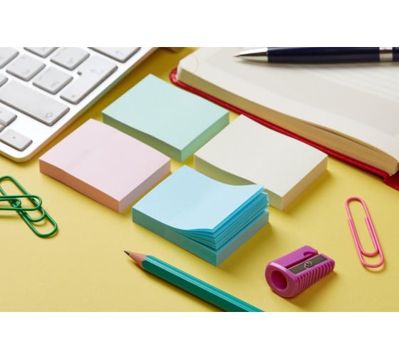 Стикеры Attache Bright colours с клеевым краем 38x51 мм комплект 4 цвета 100 листов 1495376