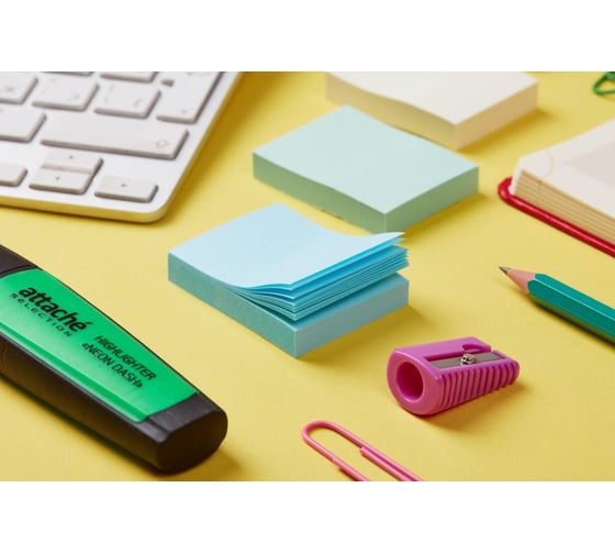 Стикеры Attache Bright colours с клеевым краем 38x51 мм голубой 100 листов 3 шт в наборе 1495378